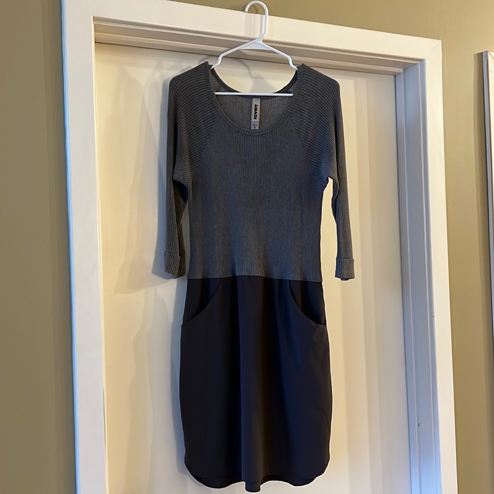 Anthropologie Gray Cozy Dress, Size Small, pockets